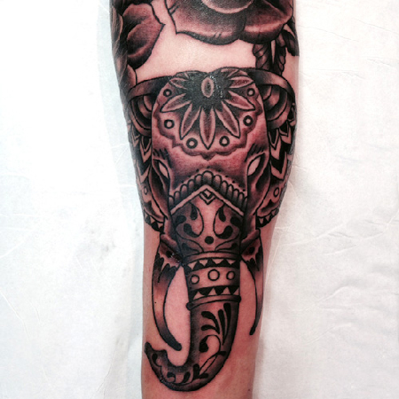 indian styled elephant tattoo